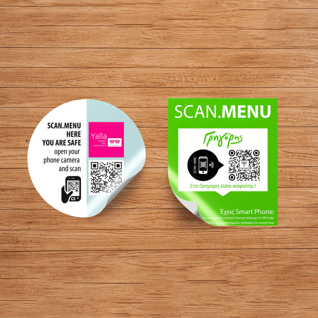Table Contents Sticker 100pcs Pack Water Resistant Table Stickers (QR-Code) - Menurio Digital Menu